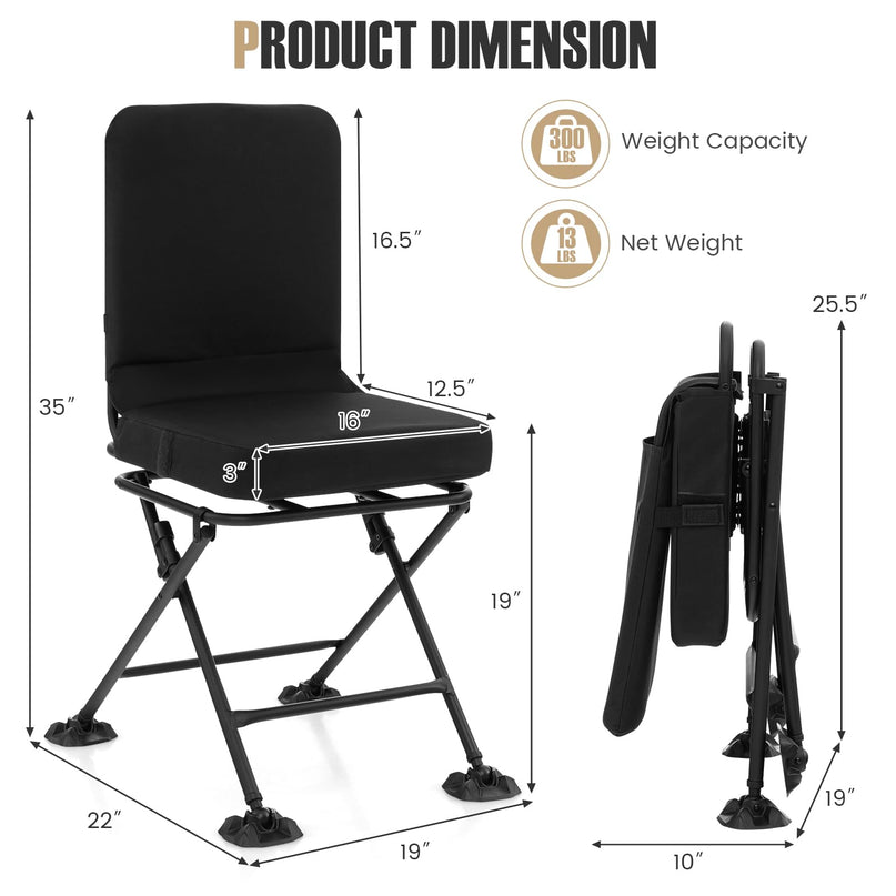 Giantex Hunting Chairs for Blinds - 360° Swivel Silent Hunter Chair