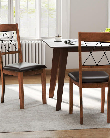 Giantex Lot de 2/4 chaises de salle à manger sans accoudoirs rembourrées en tissu avec structure en bois d'hévéa