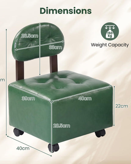 Giantex Small Modern Square Rolling Footrest Stools Set of 2