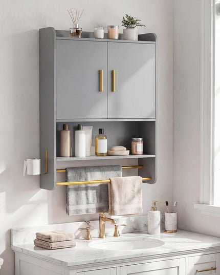 Giantex Bathroom Wall Mounted Medicine Cabinet w/Towel Bars & Toilet Paper Holder