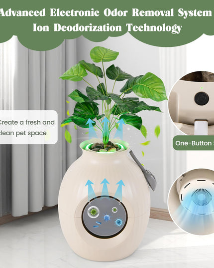 Giantex Cat Litter Box Plant - Hidden Litter Box Furniture with Lights