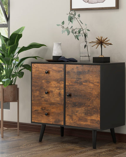 Giantex Storage Cabinet with 3 Drawers - Wood Buffet Sideboard W/Adjustable Shelf