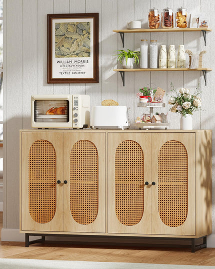 Giantex Large PE Rattan Storage Cabinet with 4 Doors and Adjustable Shelves