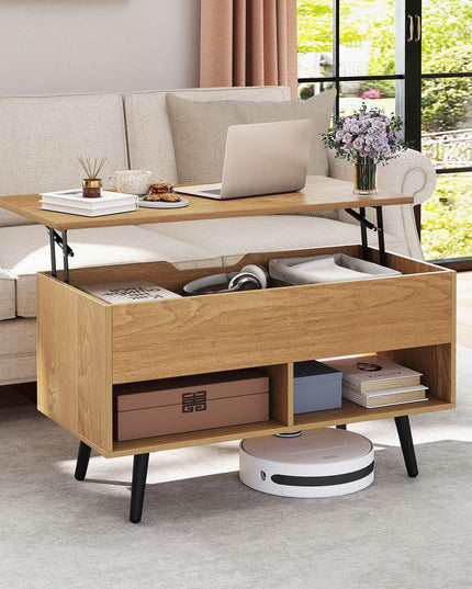 Giantex Lift Top Coffee Table w/Hidden Compartment & 2 Open Shelves