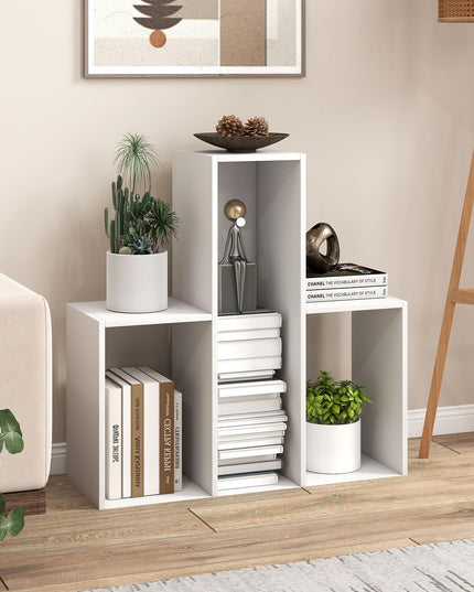 GIANTEX 3-Tier Bookshelf Wooden Convex Bookcase for Small Space