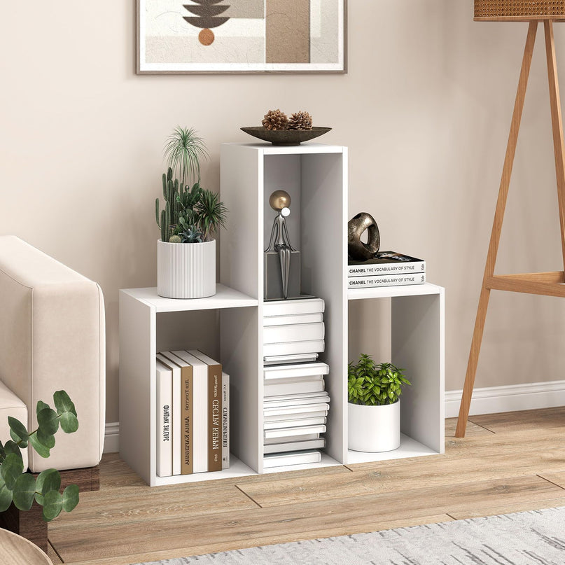 GIANTEX 3-Tier Bookshelf Wooden Convex Bookcase for Small Space