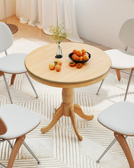 Giantex 32" D X 30" H Round Wooden Kitchen Table with Spacious Tabletop & Pedestal Base