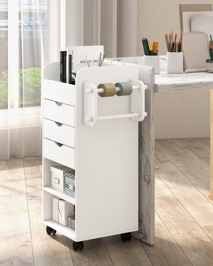 Giantex Craft Storage Cart - Utility Organizer Cart with 3 Drawers, 3 Shelves (White)