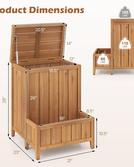 Giantex Outdoor Wooden Planter Box with Lid & Gas Rod