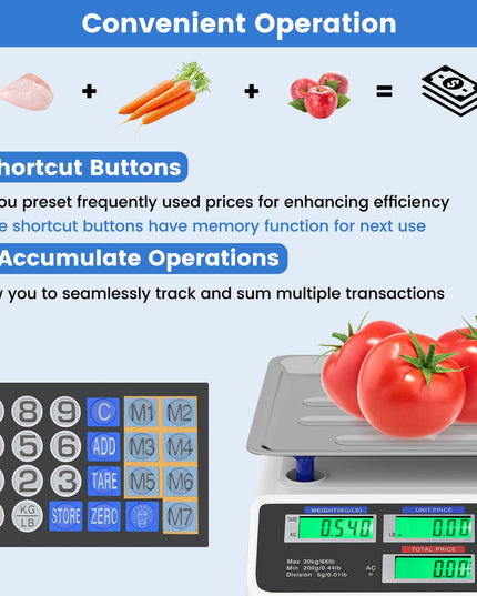 Giantex Rechargeable Commercial Price Computing Scale 66 lb/30 kg with Dual LCD Display