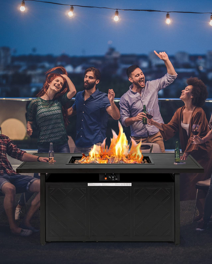 Giantex Gas Fire Table, Rectangular Outdoor Patio Propane Firepit Table