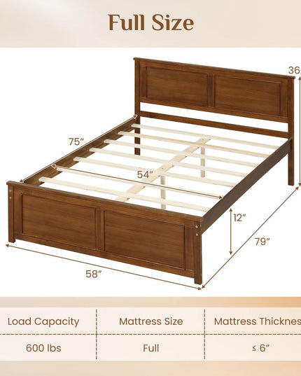 Giantex Wood Full/Twin/Queen Size Bed Frame w/Wooden Slat Support Mattress Foundation
