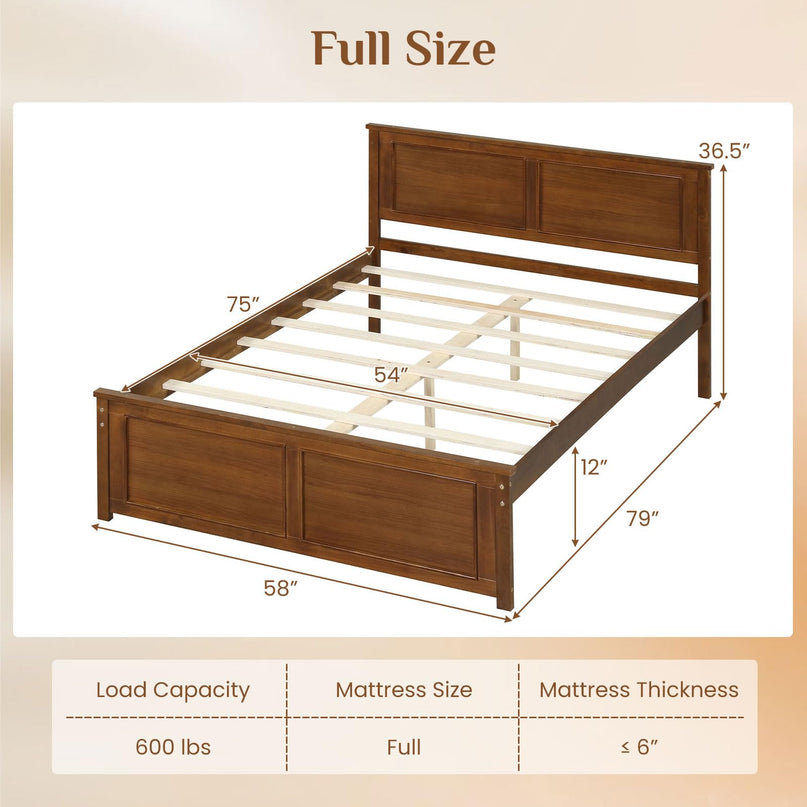 Giantex Wood Full/Twin/Queen Size Bed Frame w/Wooden Slat Support Mattress Foundation