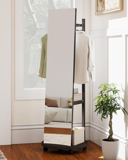 Full Length Mirror with Coat Rack for Bedroom