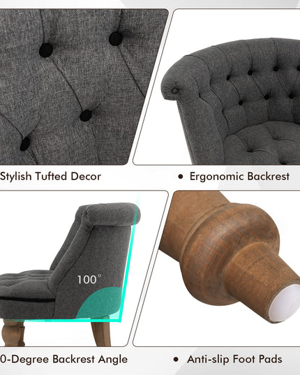 Giantex Accent Chair Set of 2, Single Sofa Chair with Tufted Backrests, Beech Wood Legs, Gray