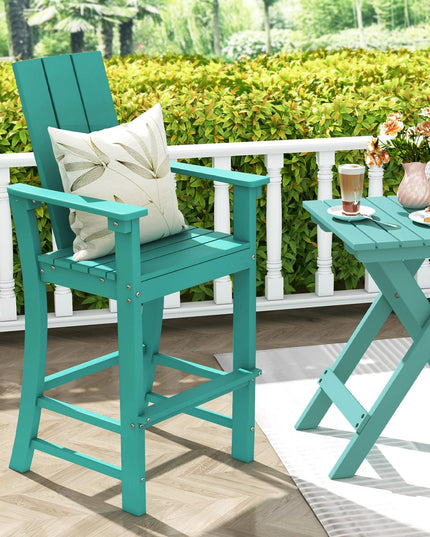 Giantex 52” Tall Adirondack Chair, HDPE Outdoor Bar Stool with Ergonomic Backrest