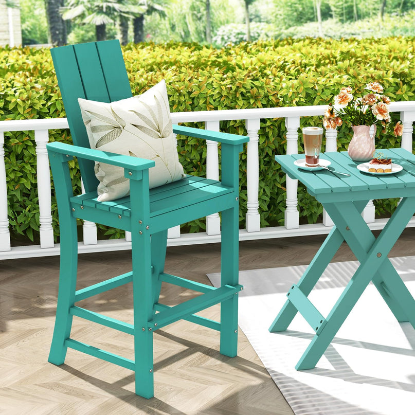 Giantex 52” Tall Adirondack Chair, HDPE Outdoor Bar Stool with Ergonomic Backrest