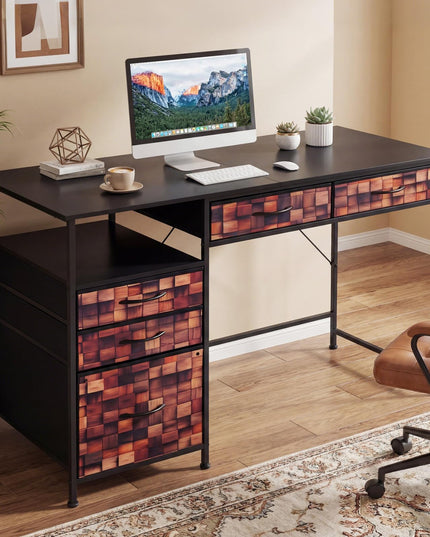 Giantex 120 CM Home Office Desk with Fabric Drawer and Shelf