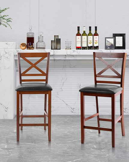 Giantex Modern 25” Counter Height Dining Pub Stools with X-Shaped Backrest, Soft Cushion & Durable PU Seat