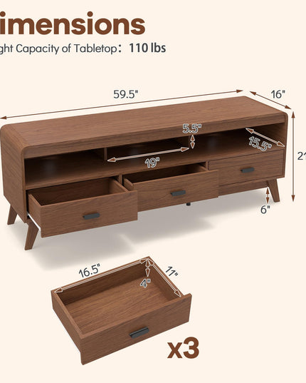 Giantex TV Stand for 60-70 Inch TV with 3 Storage Drawers