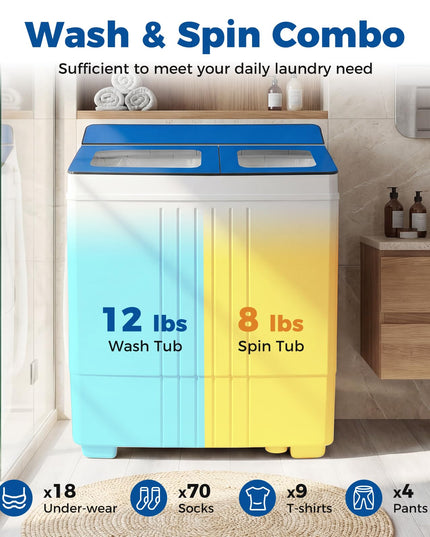 Giantex Portable Washing Machine 20LBS Twin Tub Mini Compact Laundry Washer