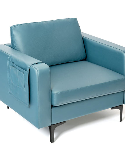 Giantex Modern Accent Chair w/Comfy Thick Cushion, Magazine Pockets