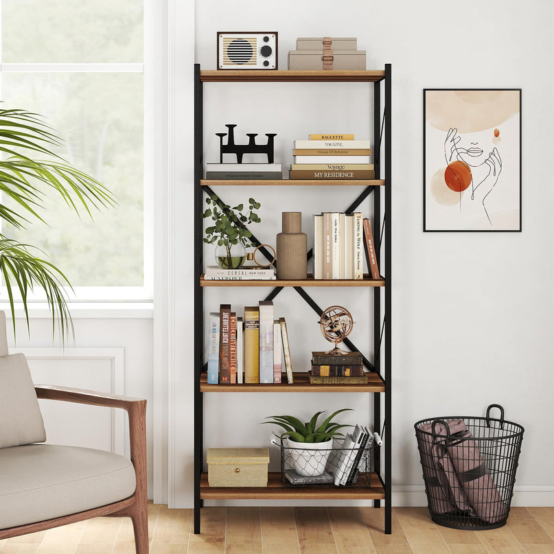 Giantex Industrial Bookcase with Heavy-Duty Metal Frame