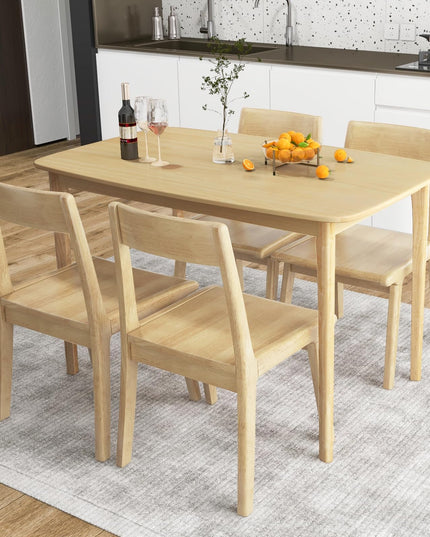 Giantex 48" L Rectangular Wooden Dining Table, Solid Rubber Wood Kitchen Table (Natural)