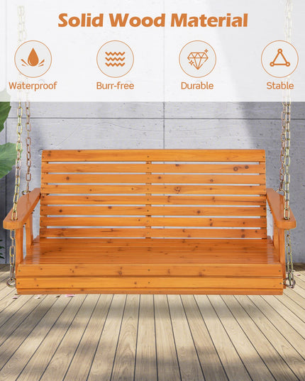 Giantex Wooden Porch Swing 2 Seat - Outdoor Swinging Chairs