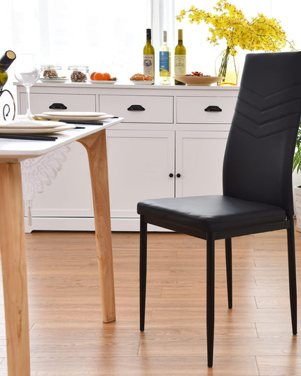 4 Dining Chairs, High Back Dining Side Chairs w/PVC Leather & Non-Slip Feet Pads