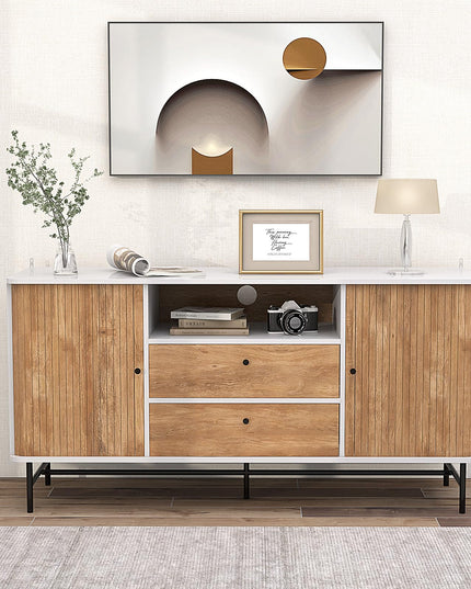 Giantex Buffet Cabinet with Storage, 59" Modern Coffee Bar Sideboard w/Sliding Tambour Doors