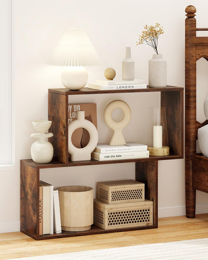 Giantex 3-Tier Bookshelf | Geometric Bookcase Side Table with Open Storage