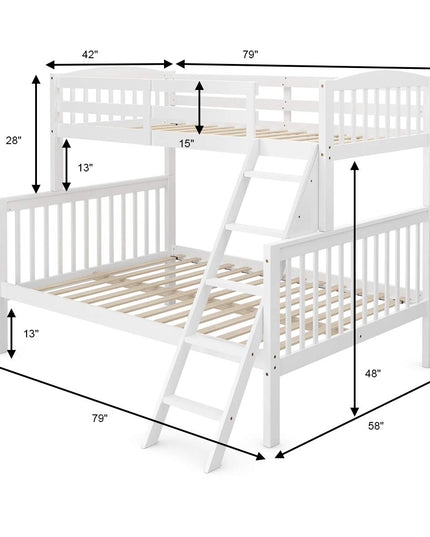 Giantex Bunk Bed, Solid Wood Detachable Bed Frame with High Guardrails & Integrated Ladder