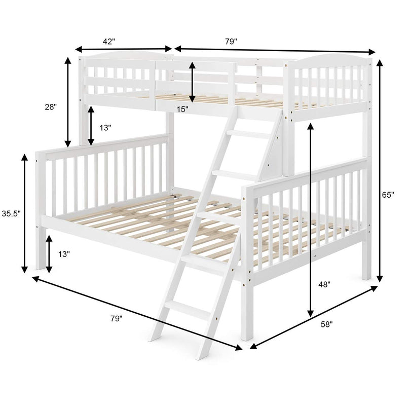 Giantex Bunk Bed, Solid Wood Detachable Bed Frame with High Guardrails & Integrated Ladder