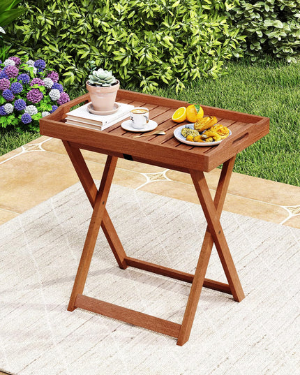 Giantex Outdoor Side Table with Removable Tray Top