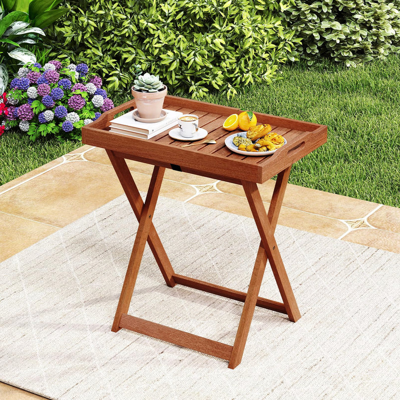 Giantex Outdoor Side Table with Removable Tray Top