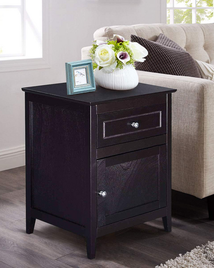 Wooden End Table W/Shelf - Giantex