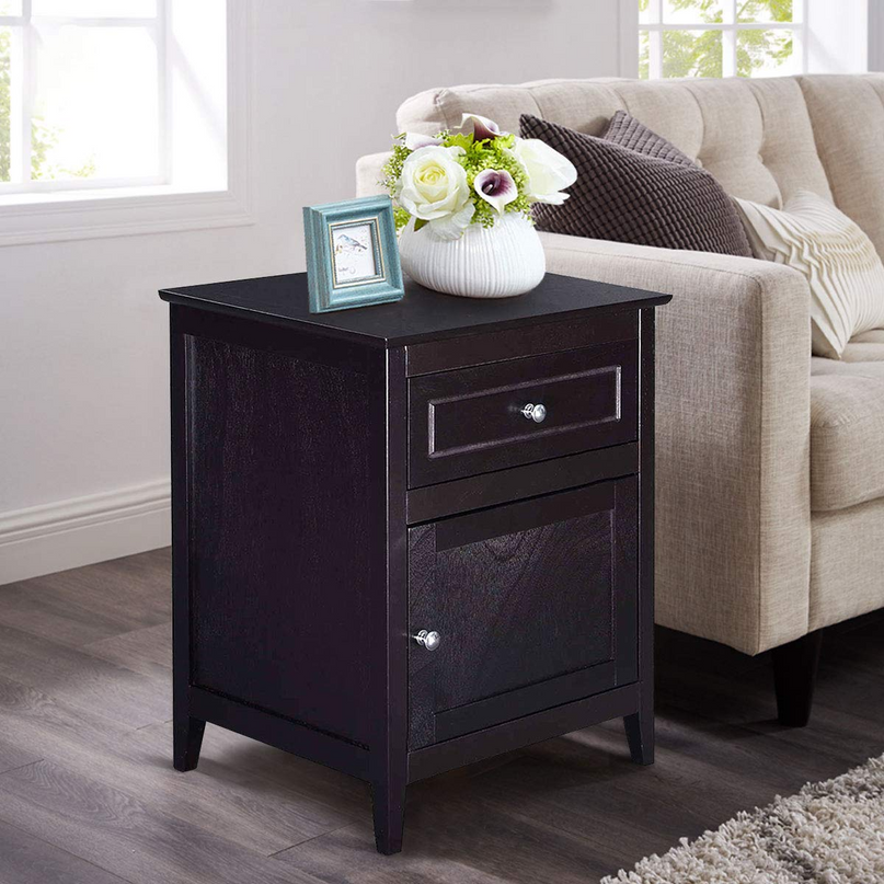 Wooden End Table W/Shelf - Giantex