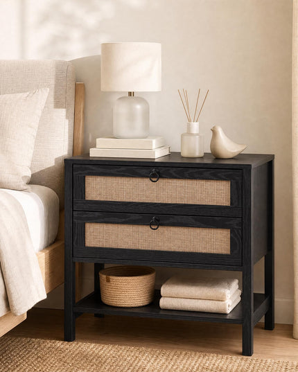 GIANTEX 27" Wide Rattan Nightstand with 2 Drawers (1/2)