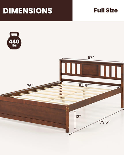 Giantex Solid Wood Platform Bed Frame, Mid Century Full Bed Frame with Headboard