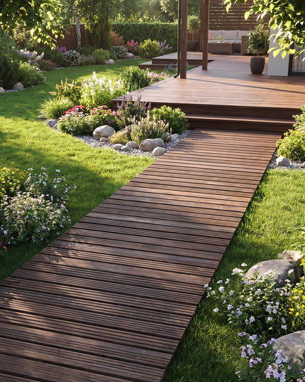 Giantex 12 FT Wooden Garden Pathway with Non-Slip Surface (1/2)