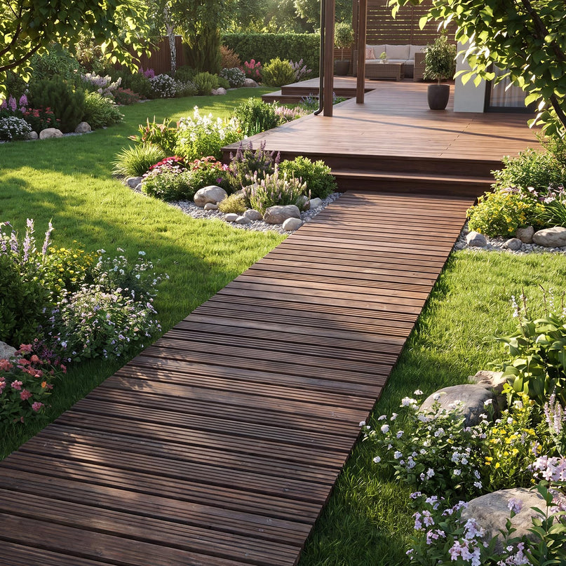 Giantex 12 FT Wooden Garden Pathway with Non-Slip Surface (1/2)