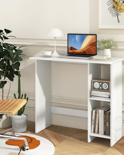 Giantex Small Desk, Compact Study Writing Desk with 3-Position Adjustable Shelf, Anti-Toppling Kit