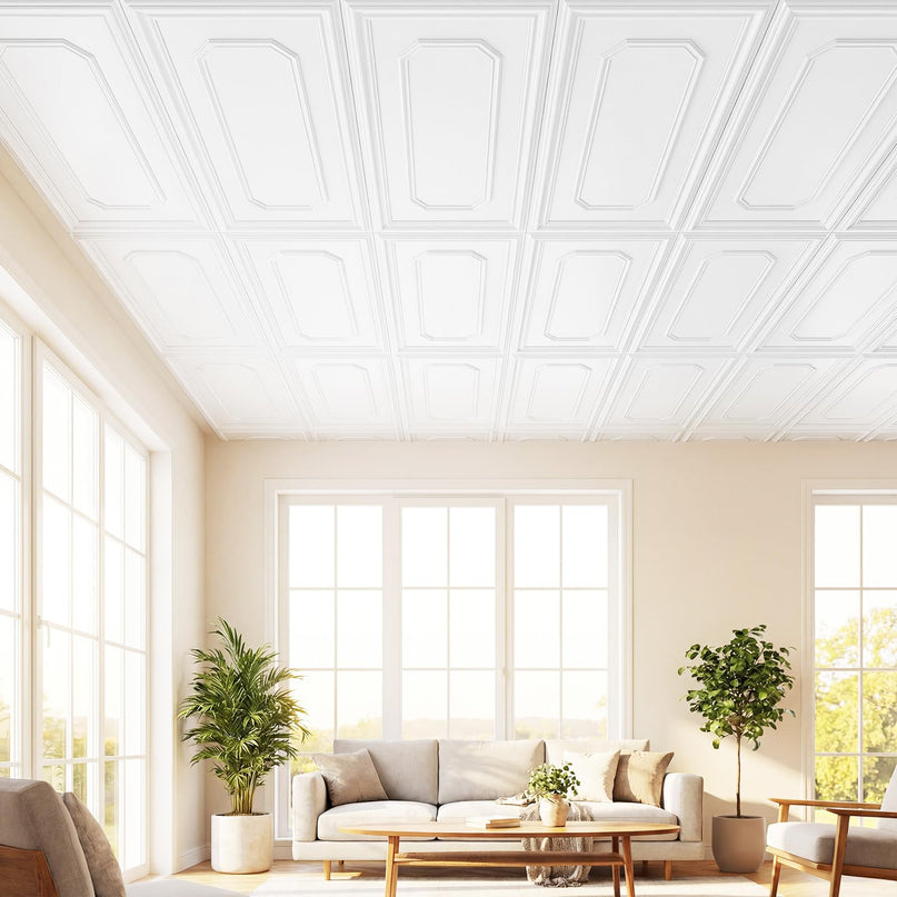 Giantex 48"x24" Decorative Ceiling Tiles with Raised Design