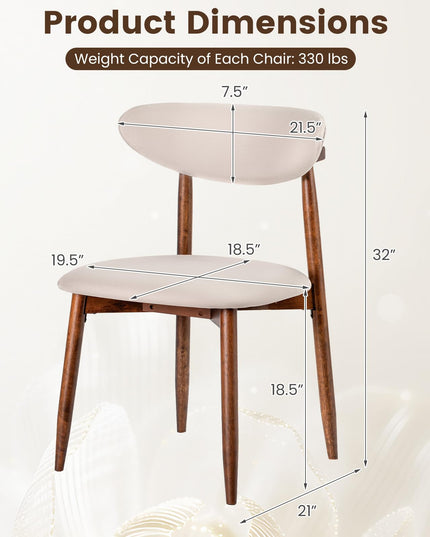 Giantex Wooden Dining Chairs Set of 2/4 with Curved Back & Fabric Padded Seat