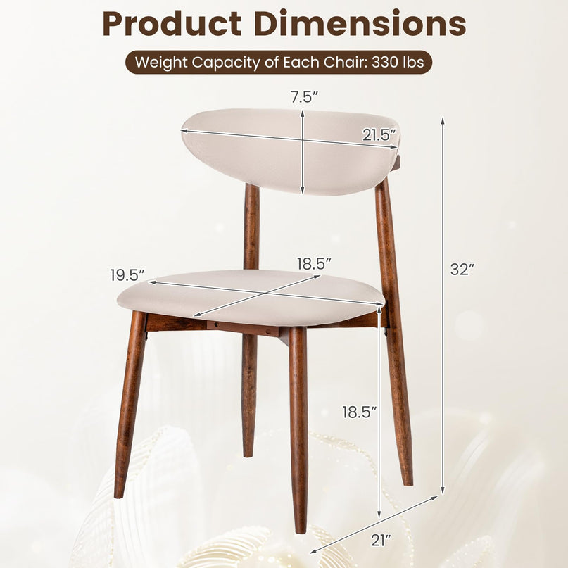 Giantex Wooden Dining Chairs Set of 2/4 with Curved Back & Fabric Padded Seat