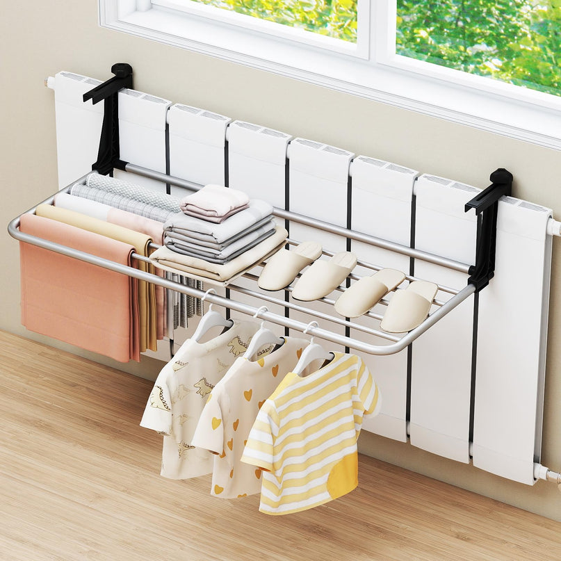 Giantex 37" L Aluminum Hanging Laundry Rack with Adjustable and Foldable Brackets