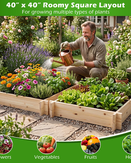 Giantex 40" x 40" Wooden Raised Garden Bed