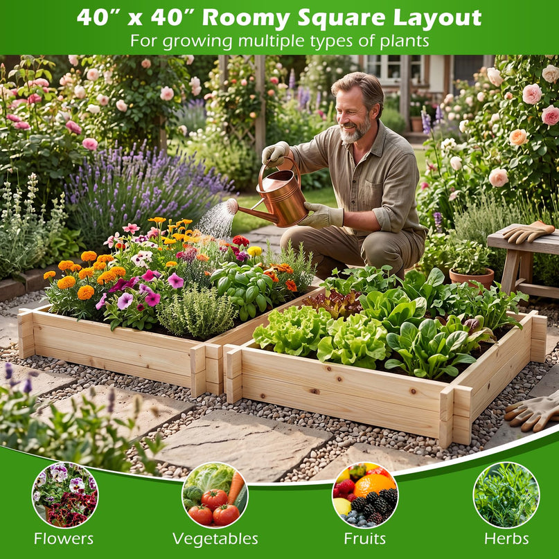 Giantex 40" x 40" Wooden Raised Garden Bed