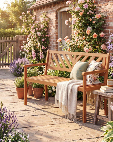 Giantex 47" Patio Acacia Wood 2-Person Outdoor Bench